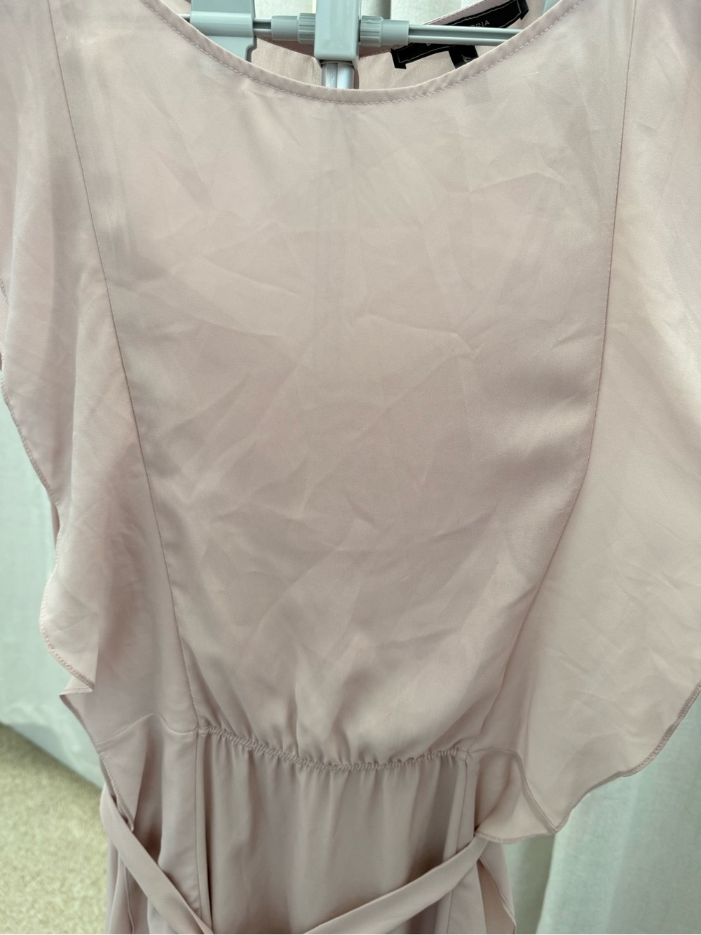 BCBGMaxAzria Kolline Dusty Mauve Rose Ruffle Maxi Dress Gown Sash S - Picture 4 of 12